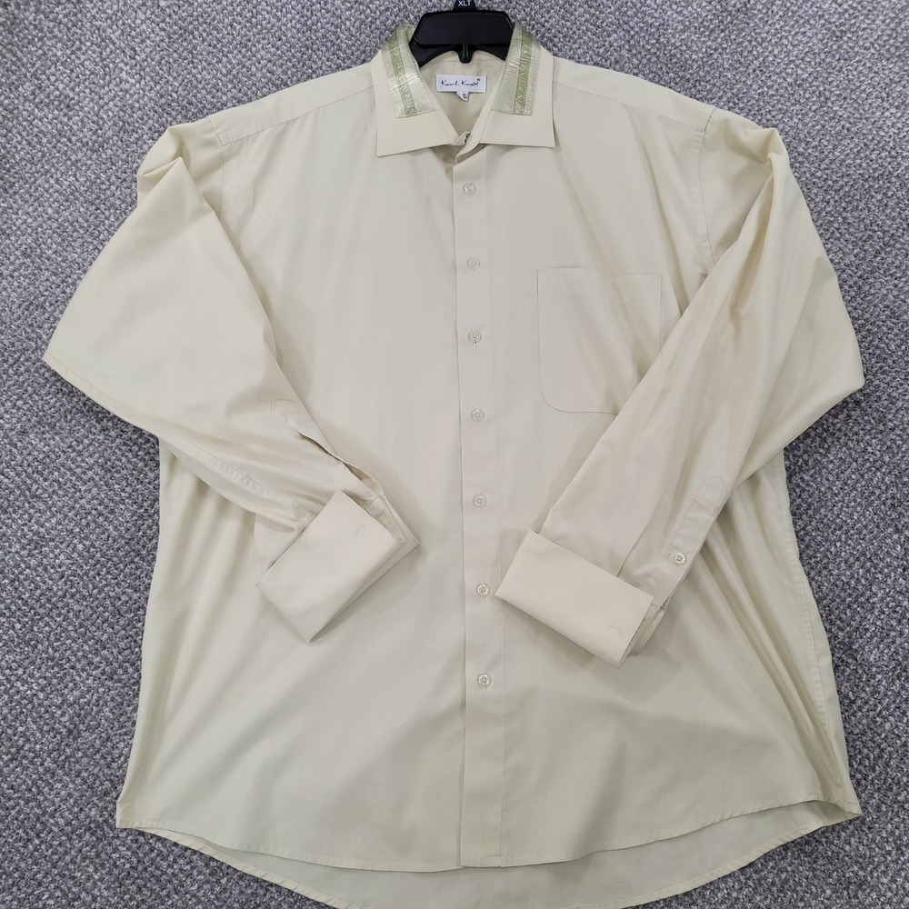 Karl Knox Mens Dress Shirt 18.5 36/37 Cream French Cuff Single Needle Tailoring